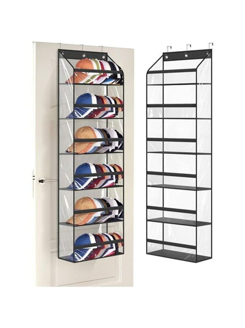 Over The Door Hat Rack Organizer Holds 72 Baseball Caps Closet Wall Storage